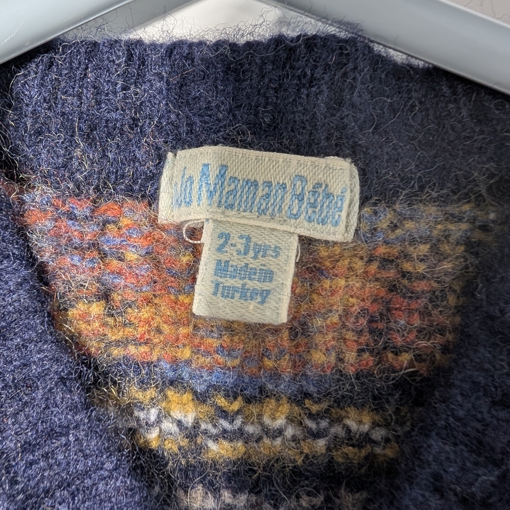 JoJo Maman Bebe Navy Sweater Vest with Tractor Pattern - Picture 2 of 3